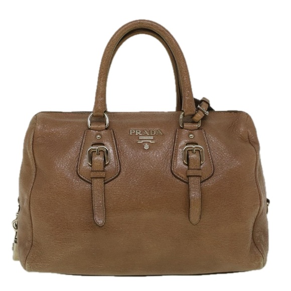 PRADA Hand Bag Leather Brown Auth yb407 - Picture 2 of 16